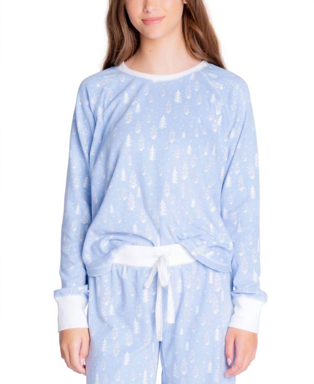 NEW INSOMNIAX printed long sleeve pajama top in sky blue